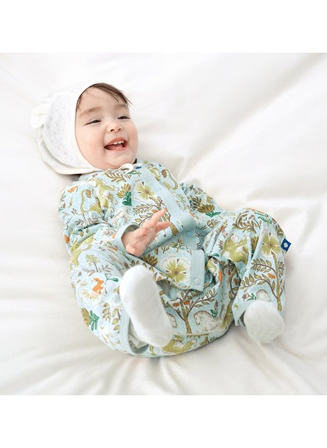 Babycare - Long Sleeves Footed Baby Onesie, Lion Blue, 0–1 Month, Soft Cotton, BPA-Free, Non-Toxic, Snap Closure, Gentle on Skin, Breathable Fabric, Durable, Comfortable Fit, Ideal for Newborns