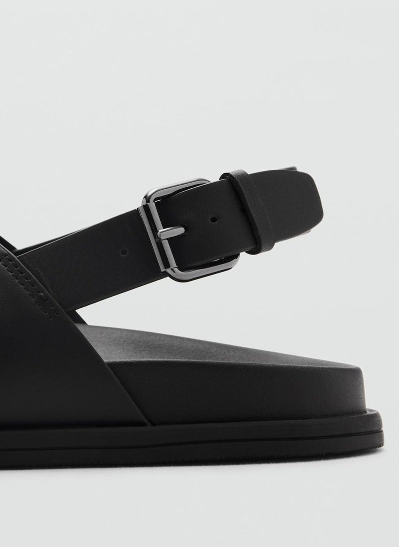 Leather Crossed Strap Sandal
