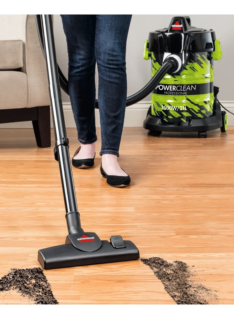 Drum PowerClean 1500W Wet & Dry 21L Vacuum Cleaner 1500 W 2026E Titanium/Lime Green