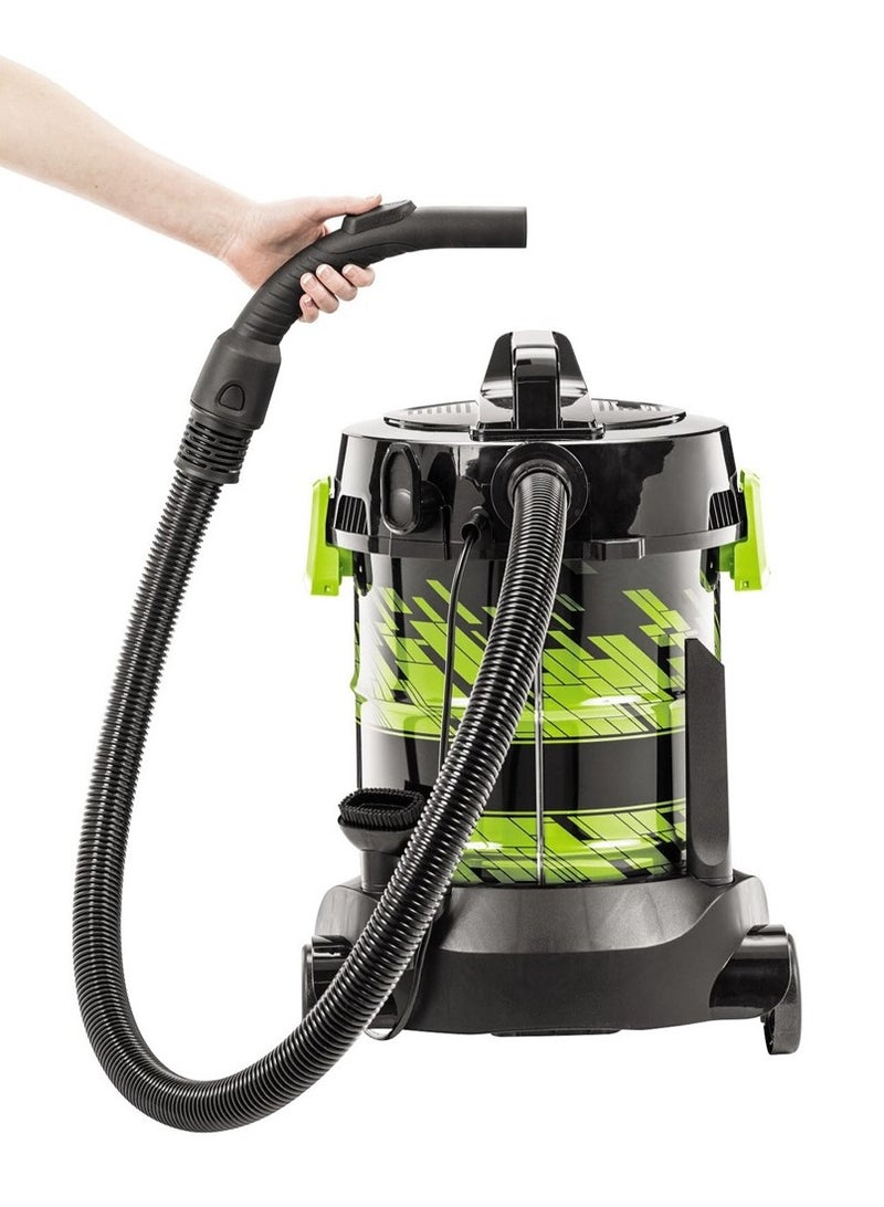 Drum PowerClean 1500W Wet & Dry 21L Vacuum Cleaner 1500 W 2026E Titanium/Lime Green