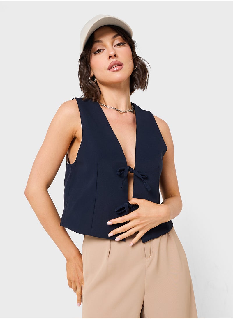 Bow Tie Up Detail Vest