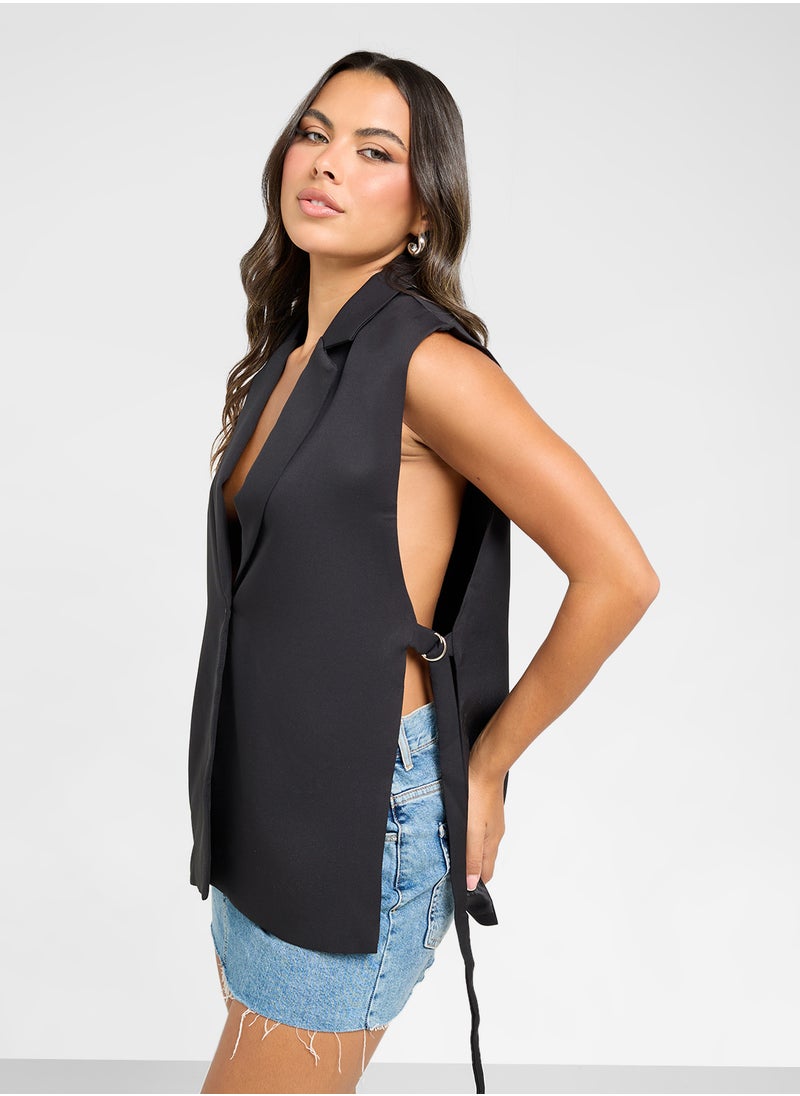 Longline Button Down Vest
