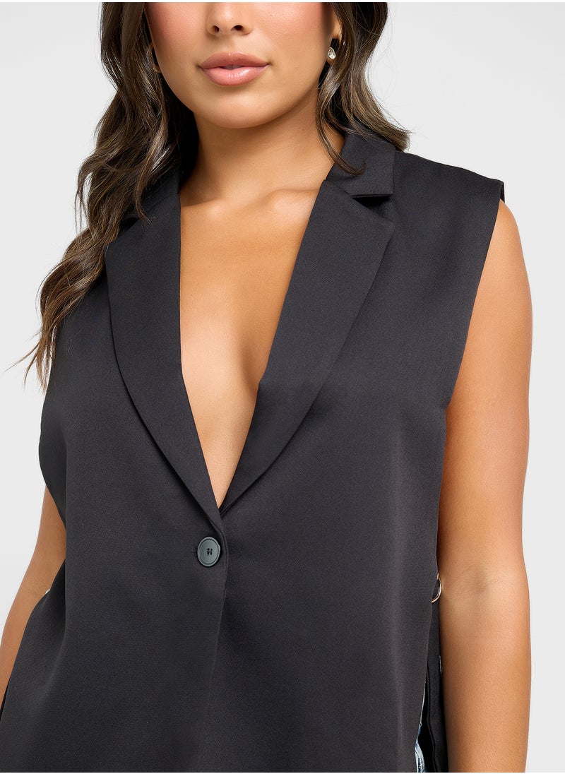 Longline Button Down Vest