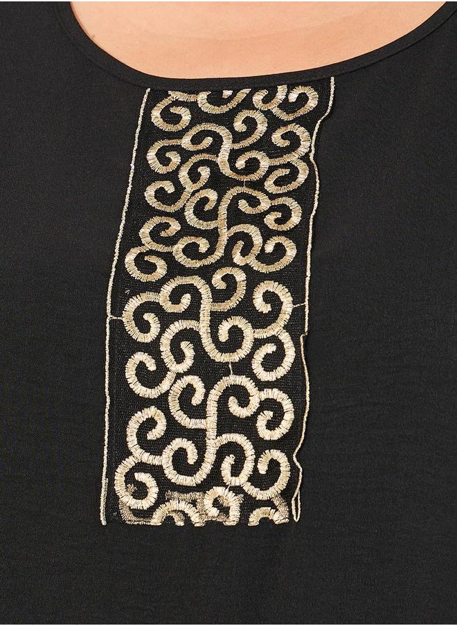 Plus Size Embroidered Detail Short Sleeve Jalabiya