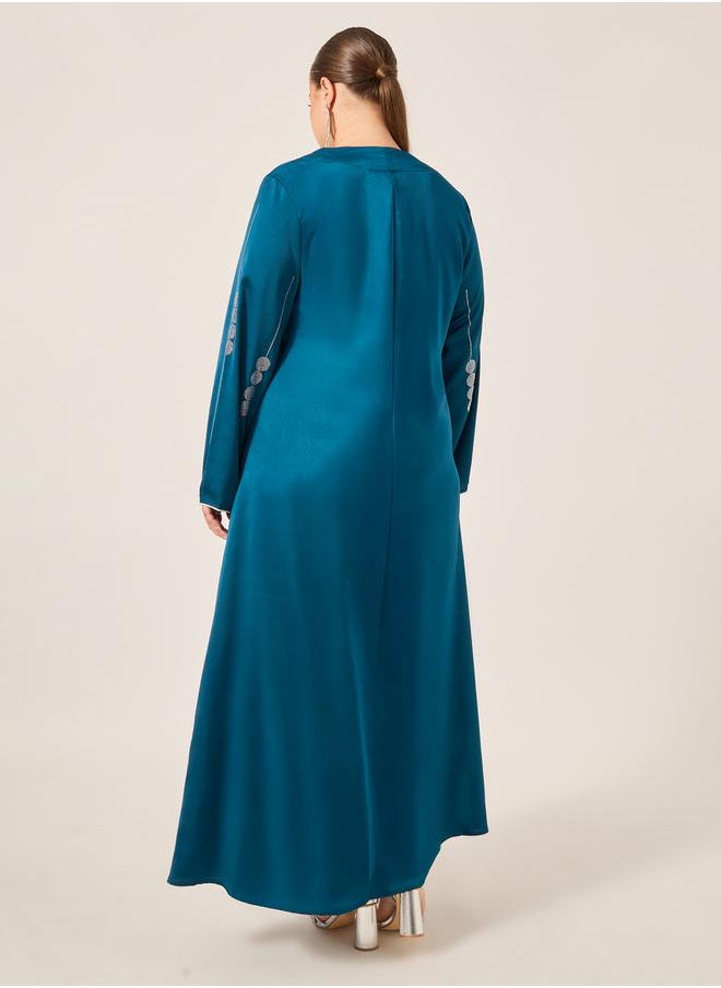 Plus Size Embellished Sweetheart Neck Jalabiya