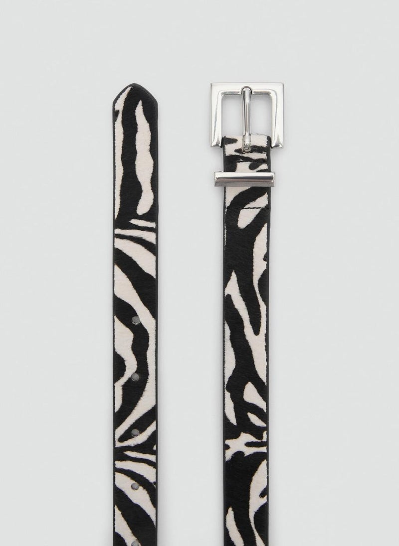 Zebra-Print Fur Belt