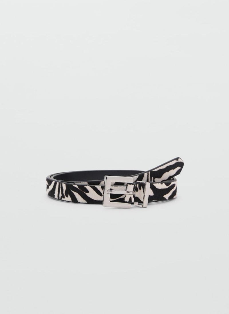 Zebra-Print Fur Belt