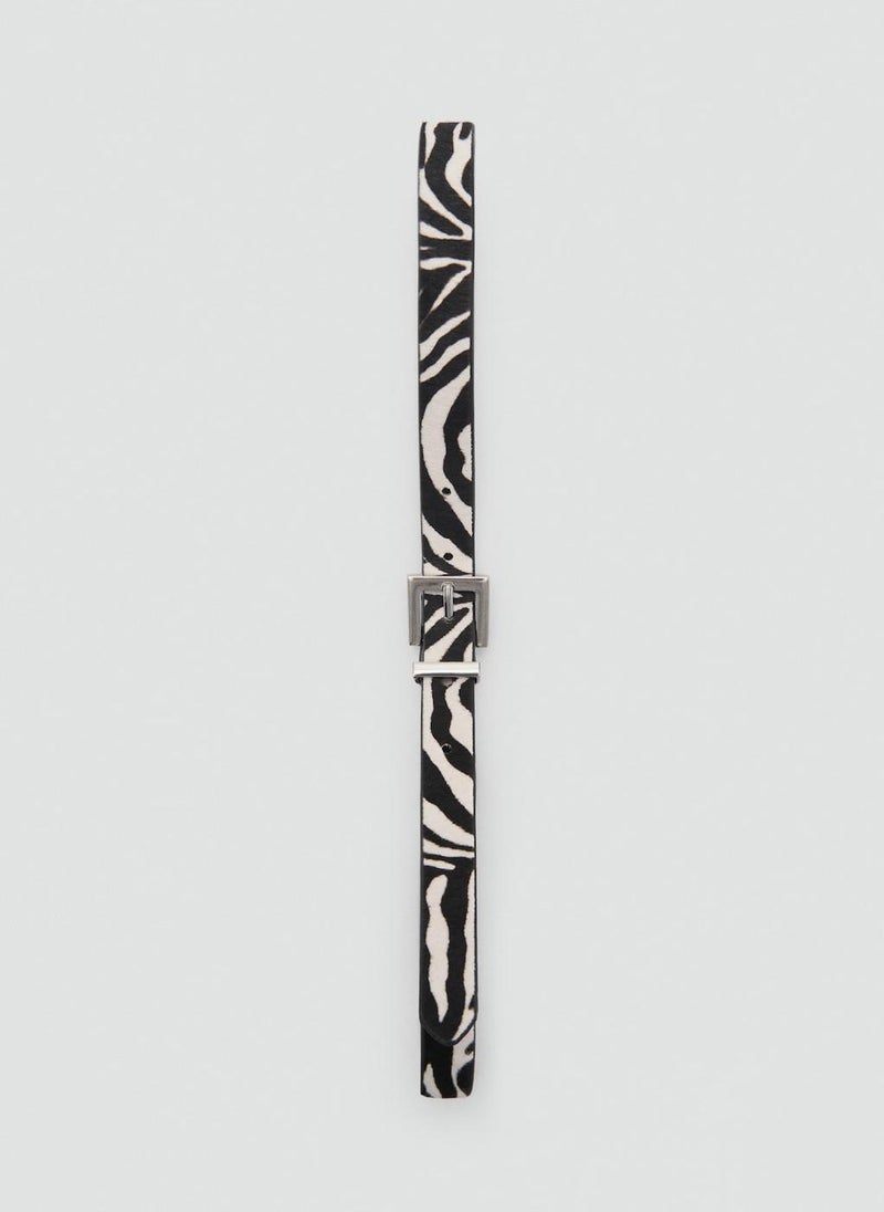 Zebra-Print Fur Belt