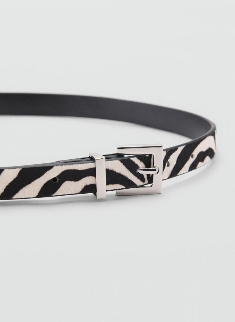Zebra-Print Fur Belt