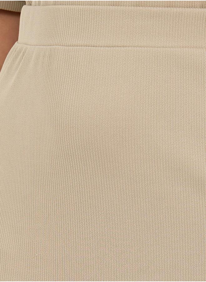 Plus Size Rib Knit A-Line Maxi Skirt