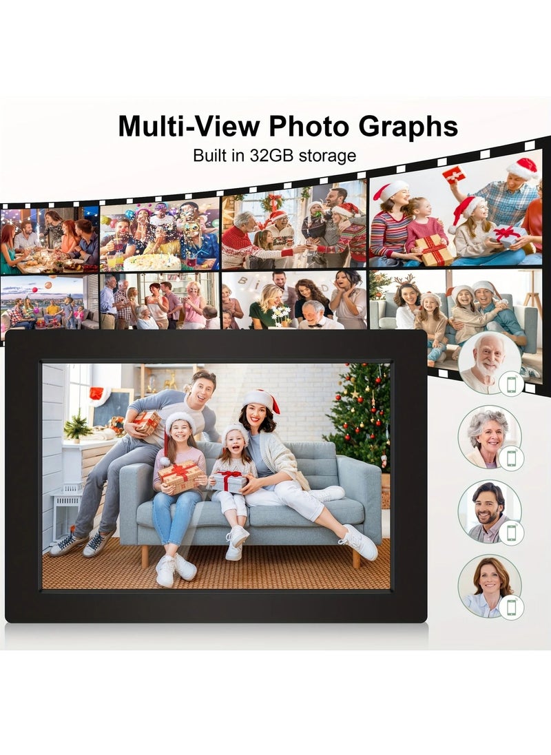 10.1-Inch Wifi Digital Photo Frame with IPS Touchscreen, Featuring 32GB of Built-In Memory, Automatic Rotation for Portraits And Landscapes, And The Ability to Instantly Share Wonderful Moments Anytime And Anywhere Through The Frameo App.