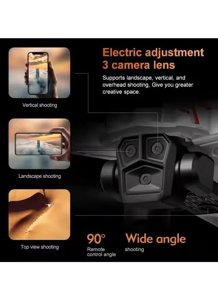 K12 Max Smart Phone Drone – Brushless Motor, 4K Wide-Angle Video Shooting with 3 Cameras, Foldable Design for Easy Storage, One-Key Landing, Stable Flight, Perfect for Aerial Photography and Video