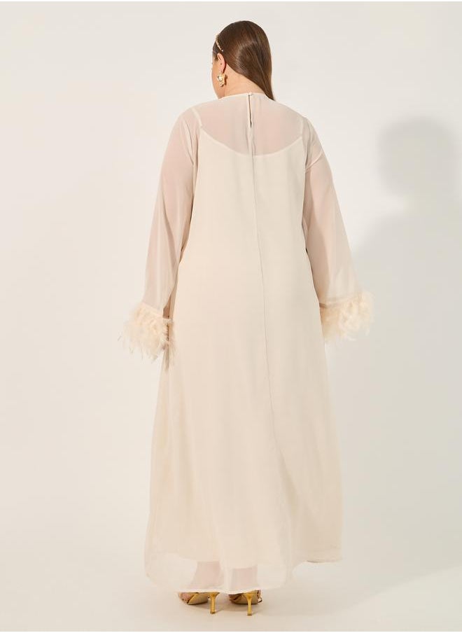 Solid Long Sleeves Shift Maxi Dress