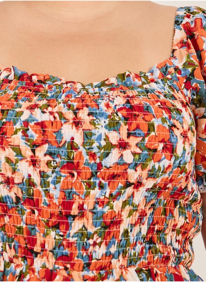ALINE BOAT NECK FLORAL MAXI DRESS