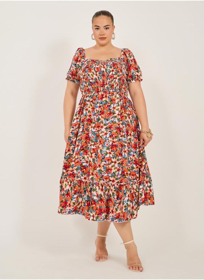 ALINE BOAT NECK FLORAL MAXI DRESS