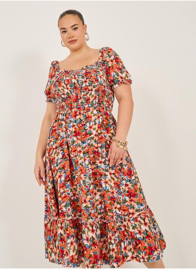 ALINE BOAT NECK FLORAL MAXI DRESS
