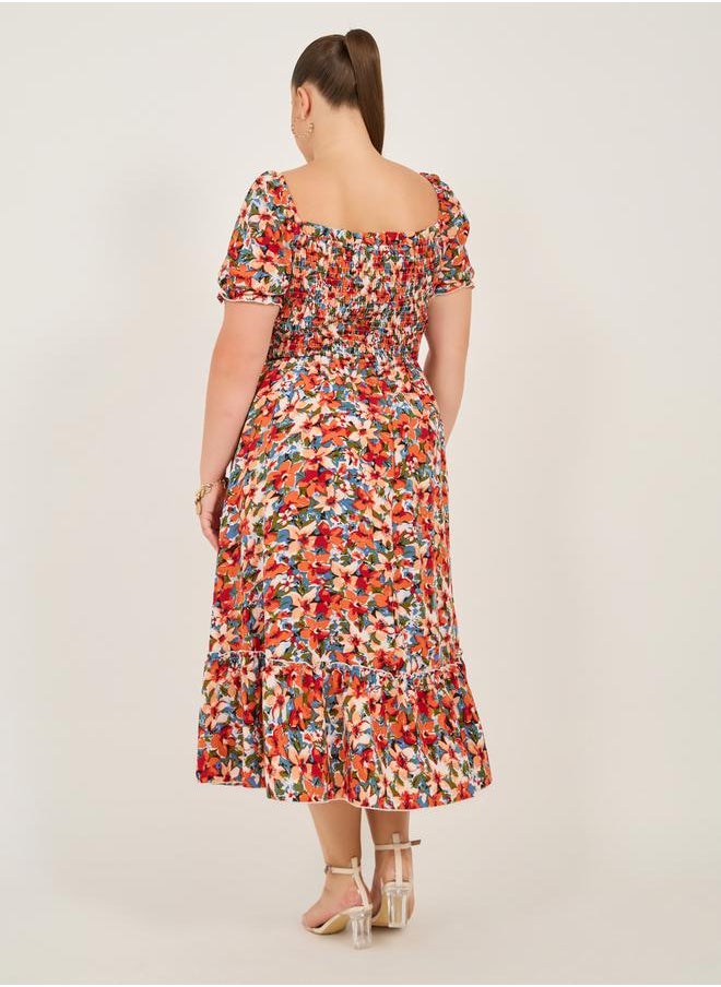 ALINE BOAT NECK FLORAL MAXI DRESS