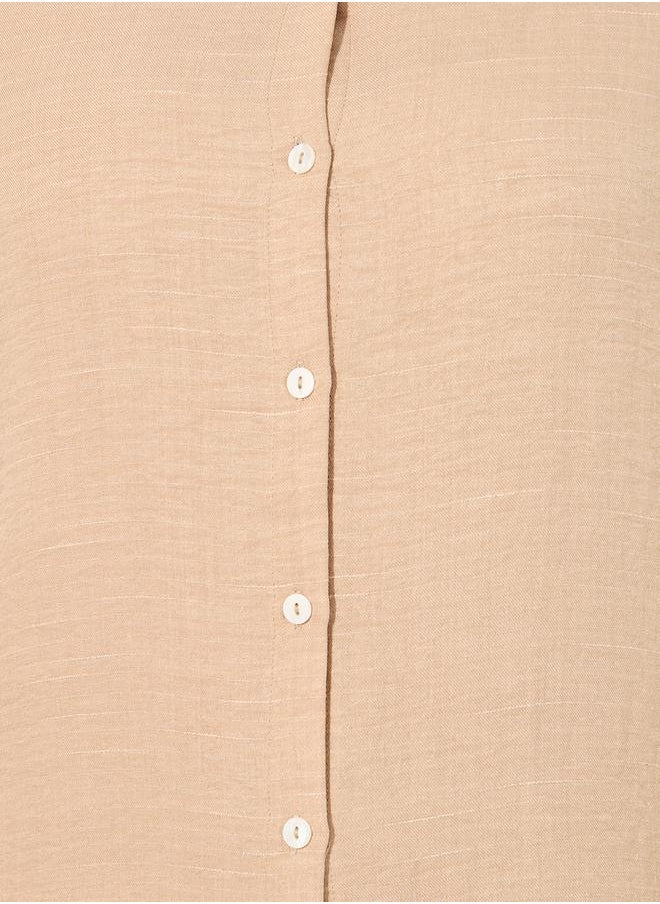 Plus Size Roll-Up Sleeves Shirt Maxi Dress