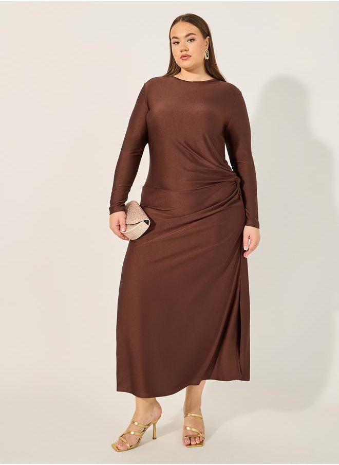 Plus Size Long Sleeves A-Line Maxi Dress