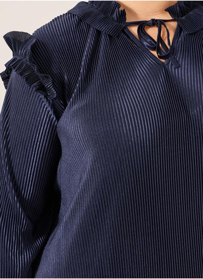 Plus Size Plain Tie Up Neck Shift Maxi Dress