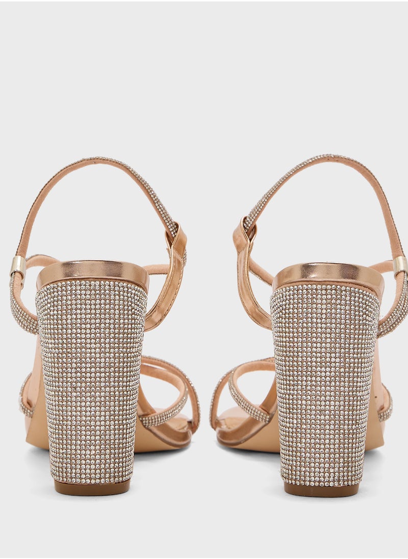 Diamante Block Heel Sandal