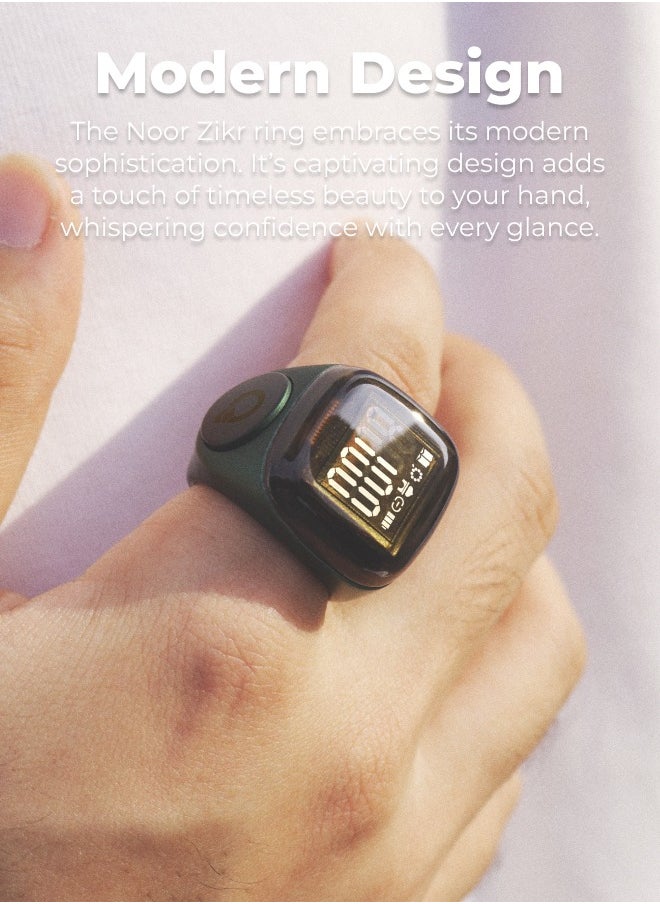 UMEOX iQIBLA Smart Zikr Ring Noor Black 22MM | 5 Prayer Time Reminders | Tasbih Smart Counter | 0.69-inch large screen | iQIBLA Social Life App(Points Redemption,Sleep,Heart Rate,Steps...) | Tracks 9999 counts | iQIBLA Service