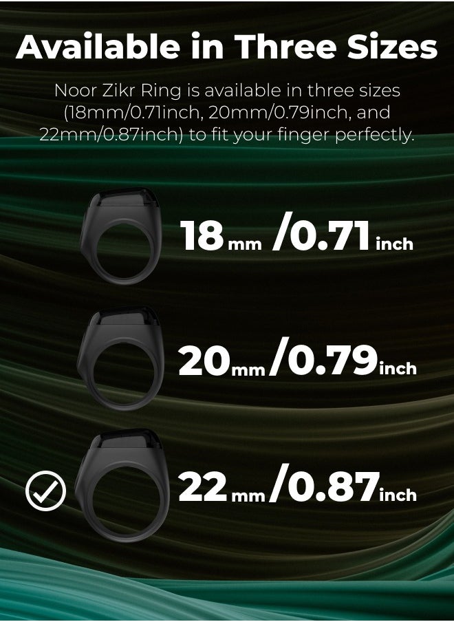 UMEOX iQIBLA Smart Zikr Ring Noor Black 22MM | 5 Prayer Time Reminders | Tasbih Smart Counter | 0.69-inch large screen | iQIBLA Social Life App(Points Redemption,Sleep,Heart Rate,Steps...) | Tracks 9999 counts | iQIBLA Service