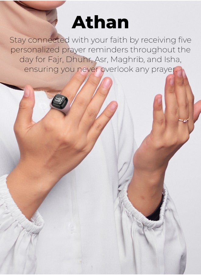 UMEOX iQIBLA Smart Zikr Ring Noor Black 22MM | 5 Prayer Time Reminders | Tasbih Smart Counter | 0.69-inch large screen | iQIBLA Social Life App(Points Redemption,Sleep,Heart Rate,Steps...) | Tracks 9999 counts | iQIBLA Service