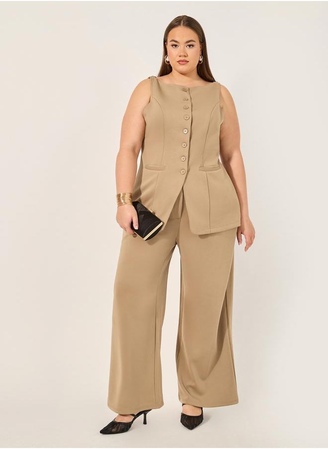 Solid Wide leg tailored trouser