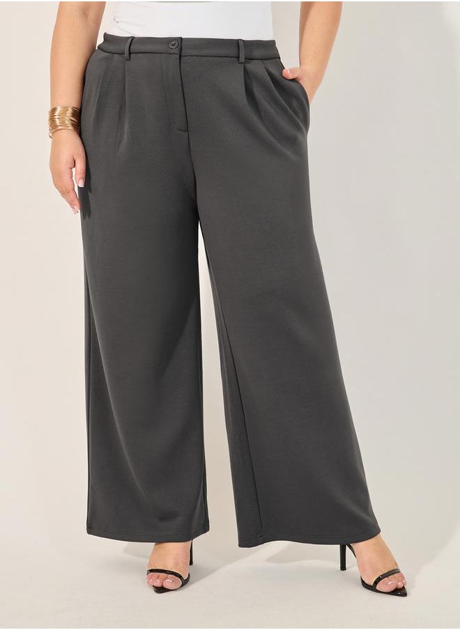 Solid Wide leg tailored trouser