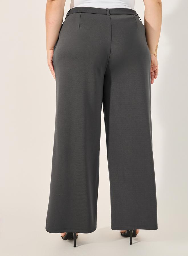 Solid Wide leg tailored trouser