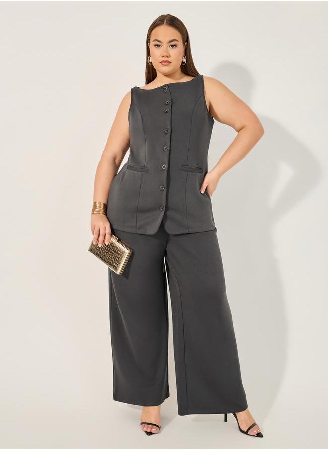Solid Wide leg tailored trouser