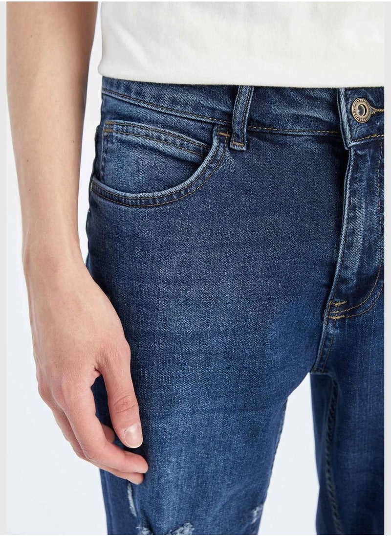 Slim Fit Distressed Jean Short