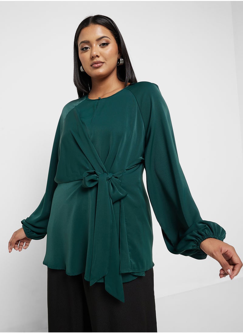 Knotted Belt Detail Blouse