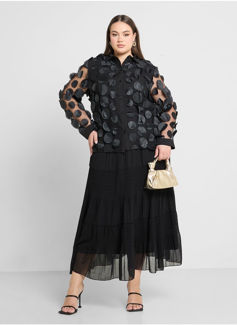 3D Polka Dot Button Up Shirt