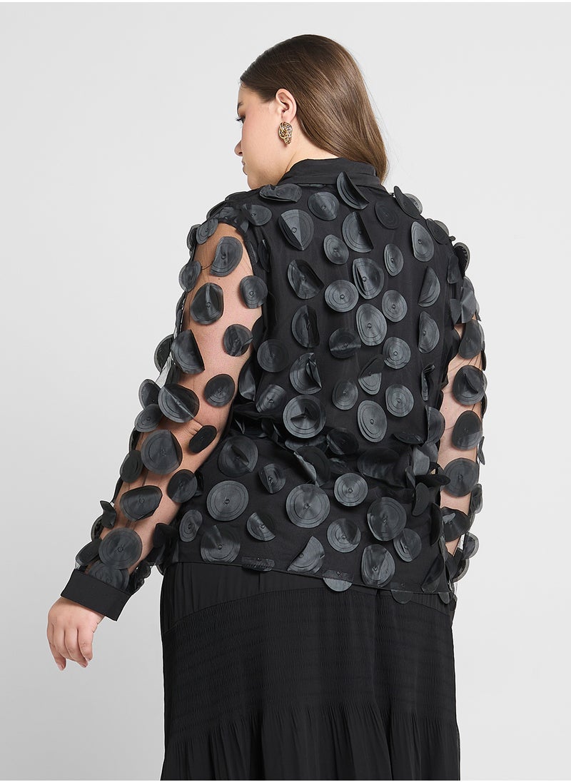 3D Polka Dot Button Up Shirt
