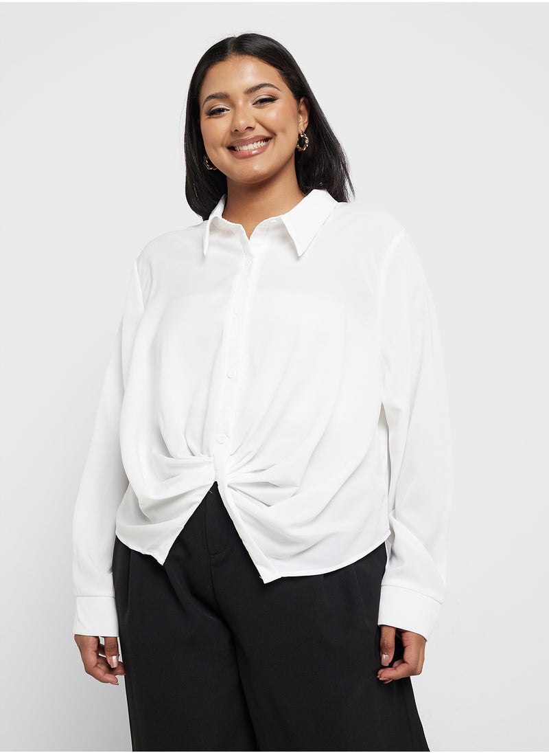 Button Down Gather Detail Shirt