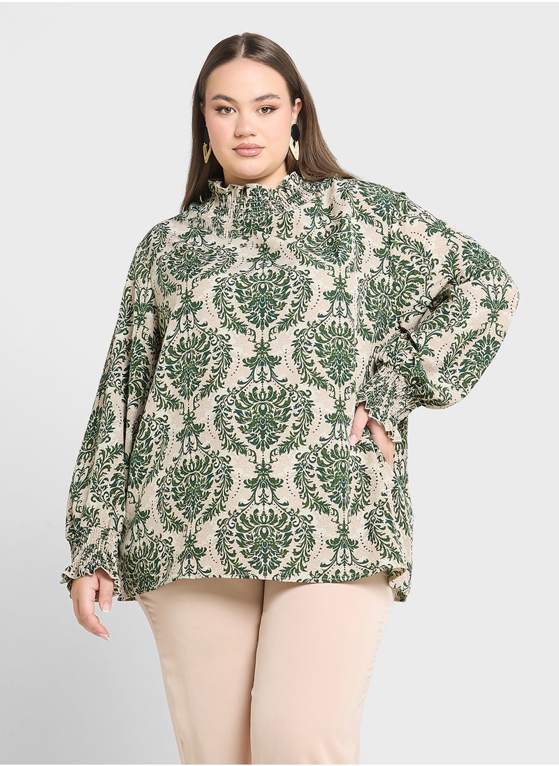 Boho Style Floral Print Blouse
