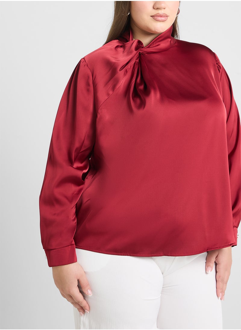 Satin Gather Detail Blouse