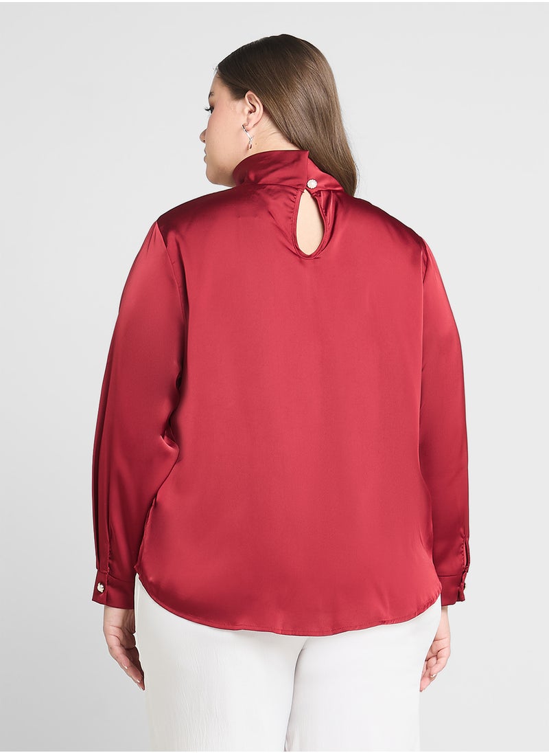 Satin Gather Detail Blouse