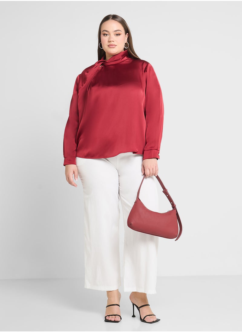 Satin Gather Detail Blouse