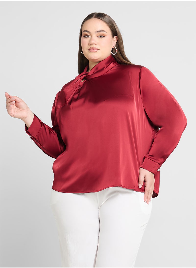 Satin Gather Detail Blouse