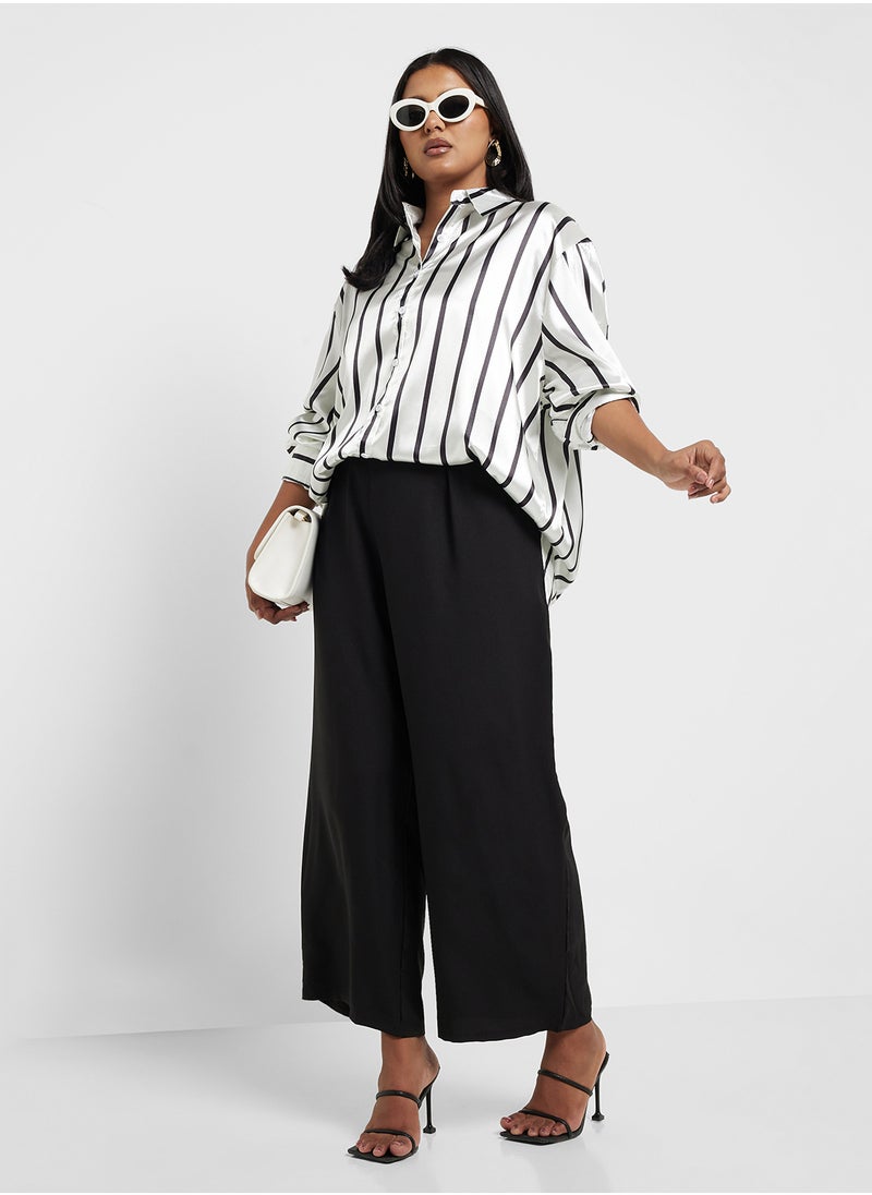 Satin Stripe Button Down Shirt