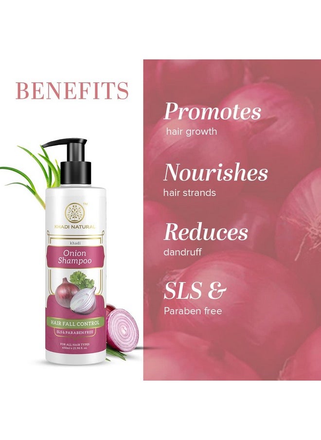 Khadi Natural Onion Shampoo/Cleanser | SLS & Paraben Free |Scalp nourishing formula|Controls dandruff and hairfall|Paraben free|Suitable for All Hair Types| 650 ml