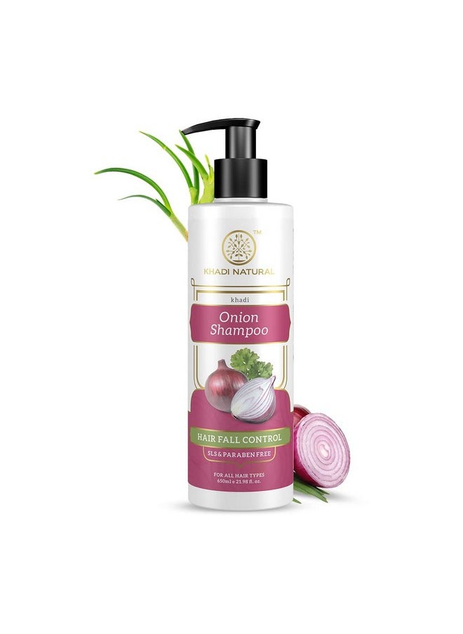 Khadi Natural Onion Shampoo/Cleanser | SLS & Paraben Free |Scalp nourishing formula|Controls dandruff and hairfall|Paraben free|Suitable for All Hair Types| 650 ml