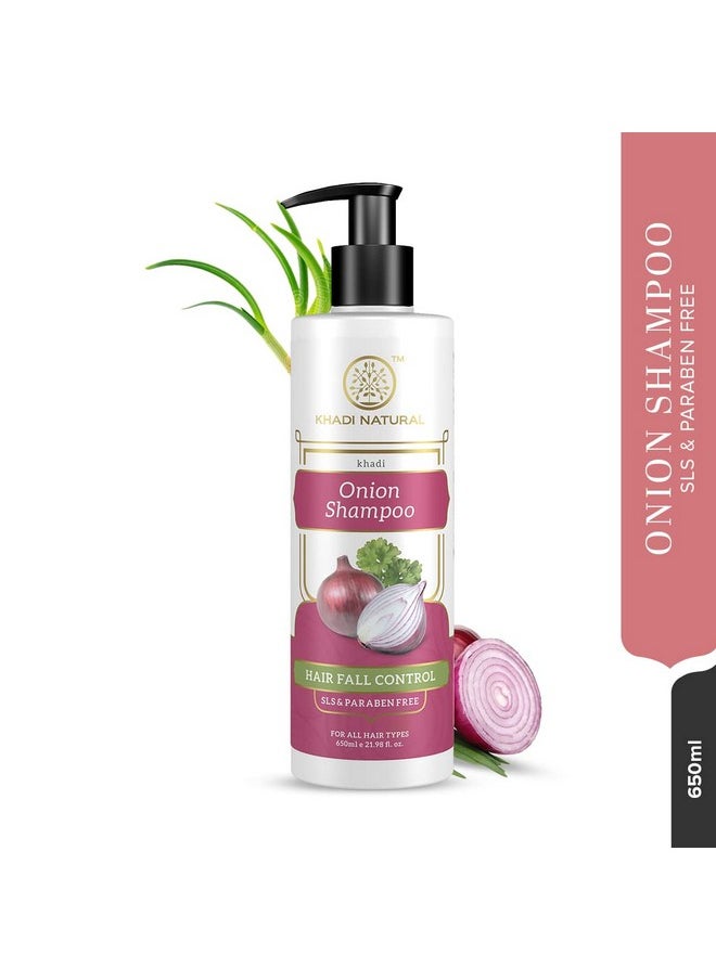 Khadi Natural Onion Shampoo/Cleanser | SLS & Paraben Free |Scalp nourishing formula|Controls dandruff and hairfall|Paraben free|Suitable for All Hair Types| 650 ml