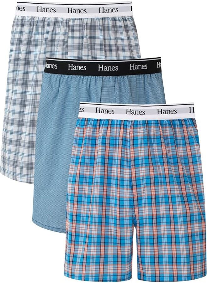 Hanes Originals Men’s Woven Boxer,Moisture-Wicking Underwear, Modern Fit Low Rise, Multipacks
