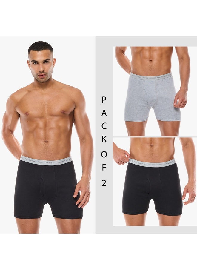 Red Label Boxer Brief Mens Hanes 2349VT-2Pcs multicolor