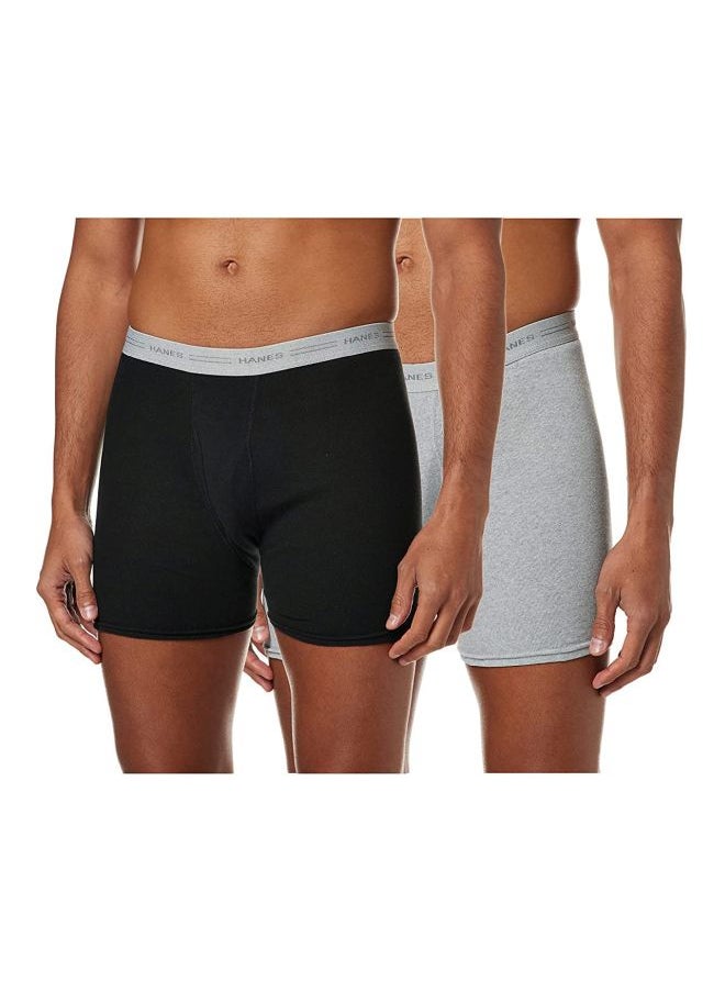 Hanes Mens 2 Pack Exposed Waistband Dyed Boxer Briefs