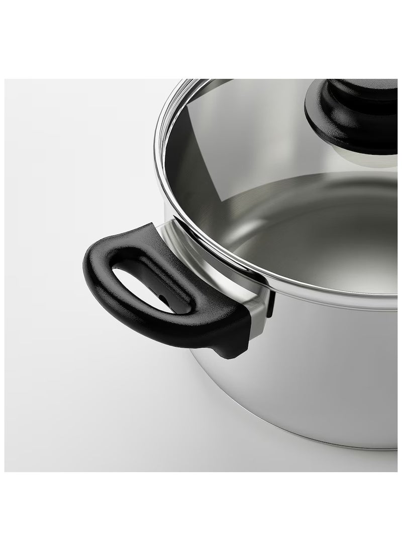 3 Pcs Cookware Set Stainless Steel, Included Pot with Lid 2.8L, Pot With Lid 1.7L, Saucepan 0.9L